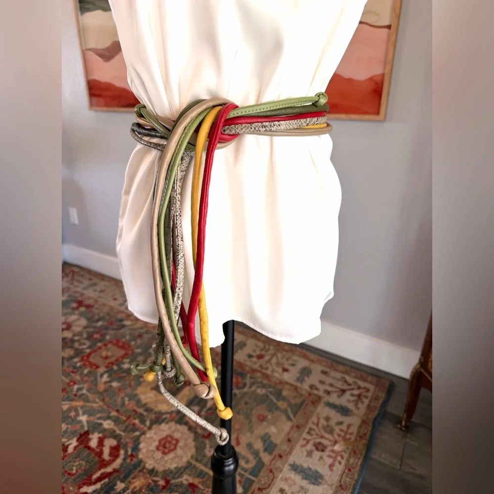 Multicolor Leather Skinny Belt Bundle